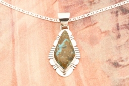 Genuine Boulder Turquoise Sterling Silver Pendant